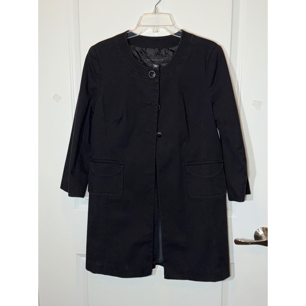 Apostrophe Black Collarless Button Front 3/4 Slee… - image 1